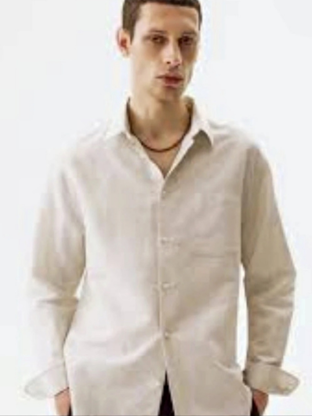 H&M Regular-Fit Linen Shirt White Size